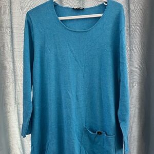 MARBLE Teal Long Sleeve Top with Pocket